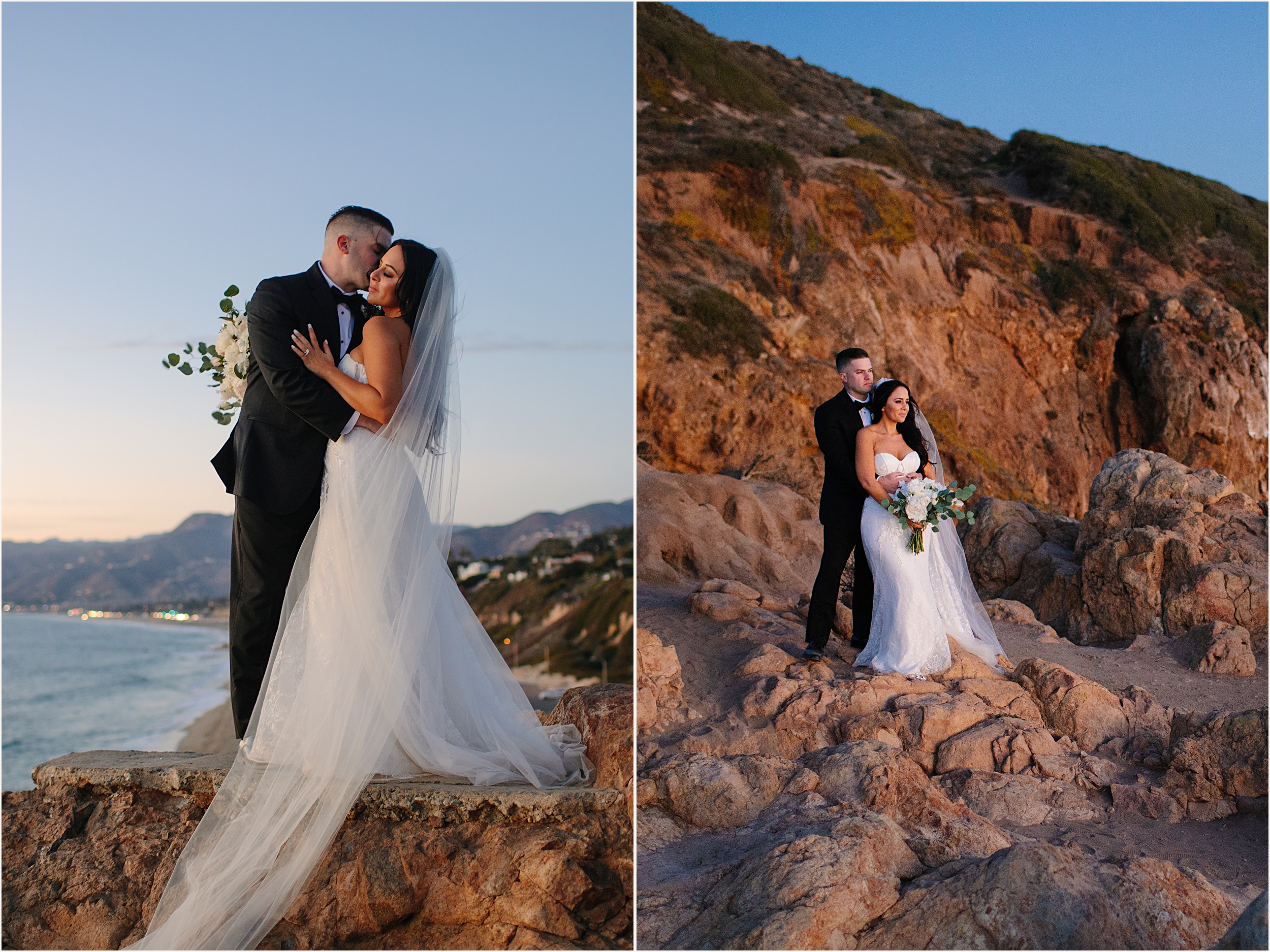 Photo of bride and groom during their Malibu Beach Elopement 