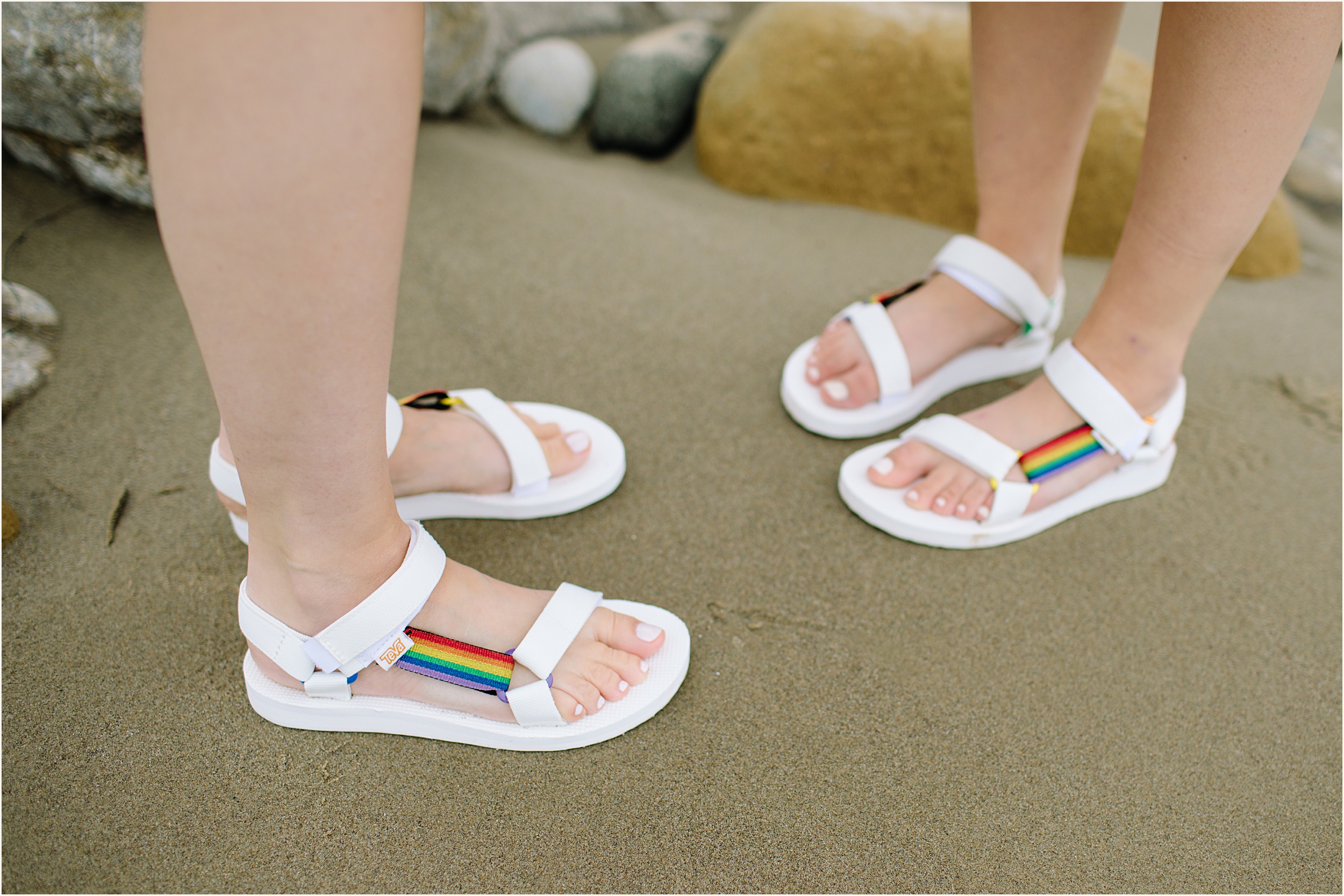 Photo of brides rainbow Teva sandles