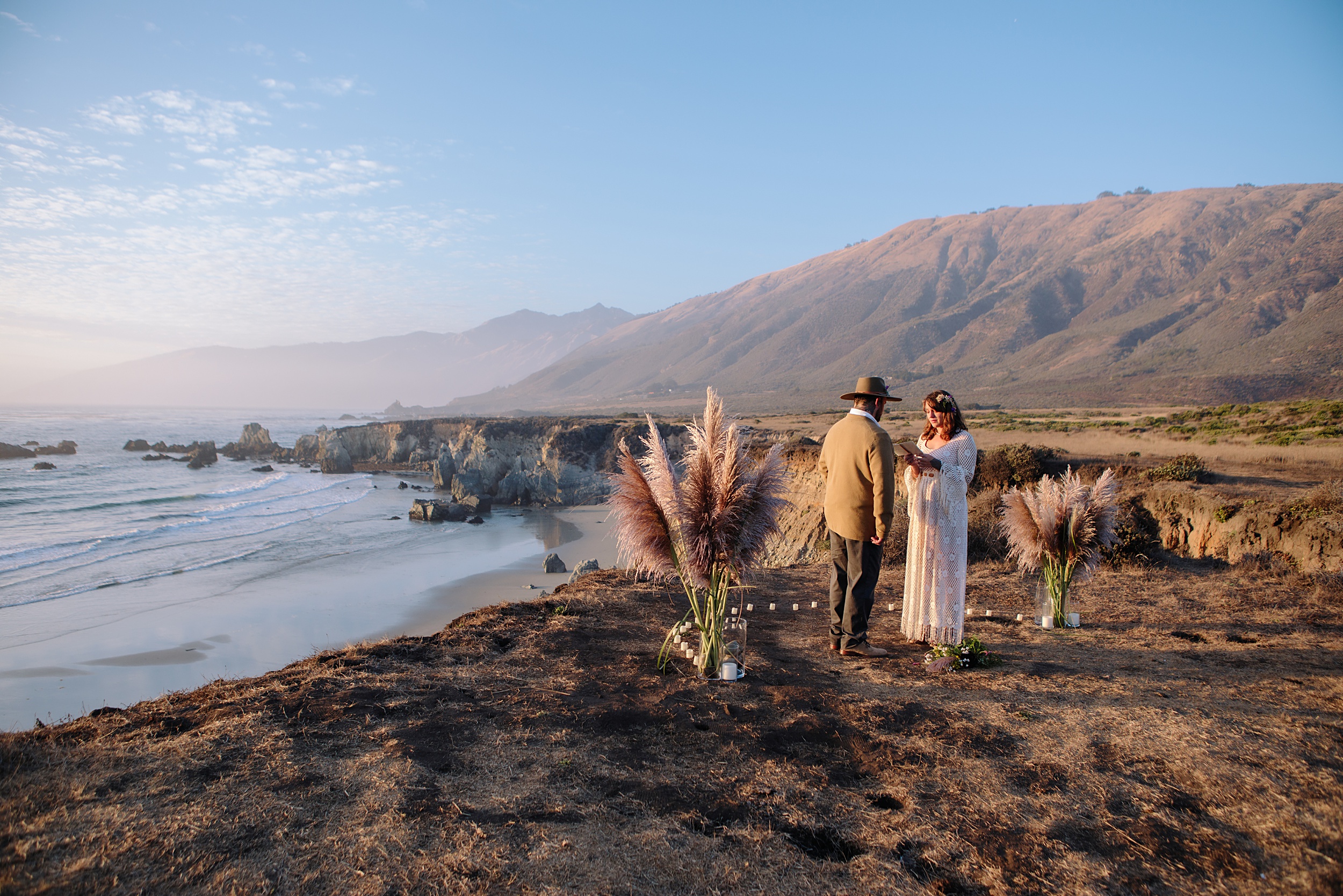Philip-and-Victoria-71 Big Sur Sunset Wedding Ceremony with Rugged Cliffside and Ocean Views