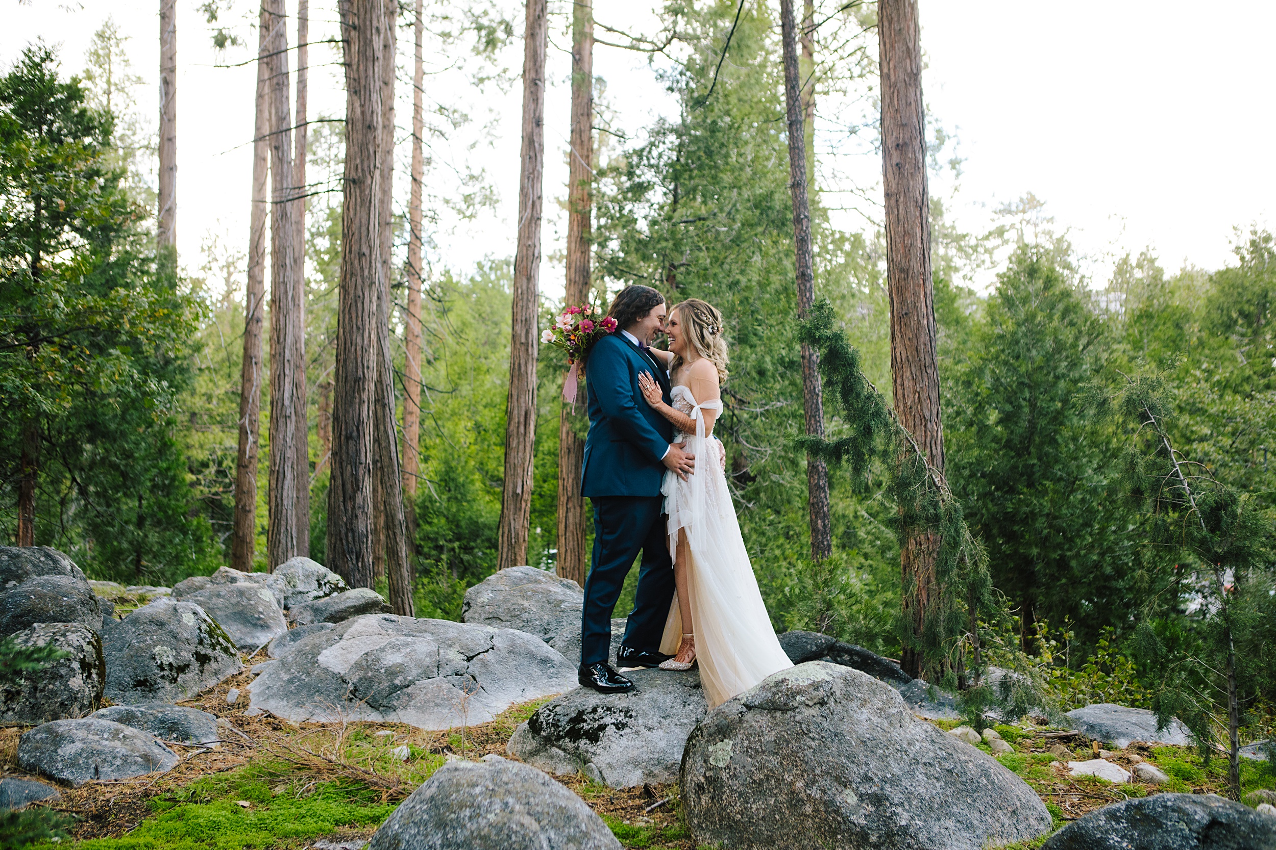 Rachelle-and-Steven-51 Romantic Idyllwild Forest Elopement with Family￼