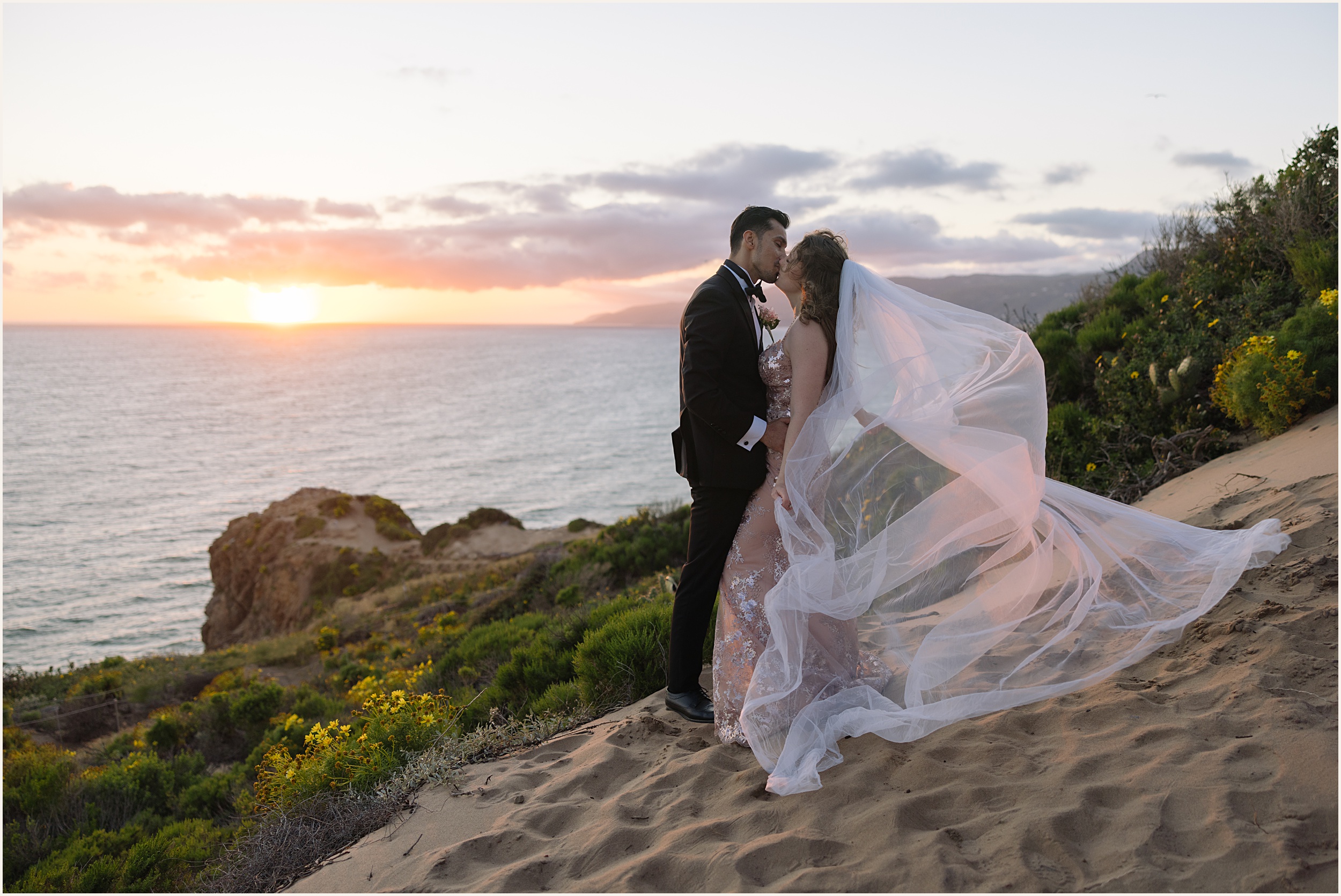Point-Dume-Beach-Wedding_0063 Springtime Malibu Beach Elopement During Sunset